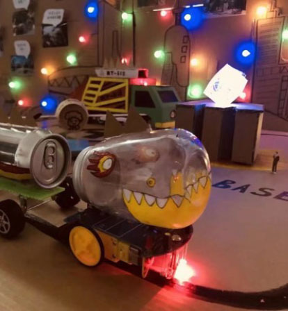 Handmade train creature model with lights